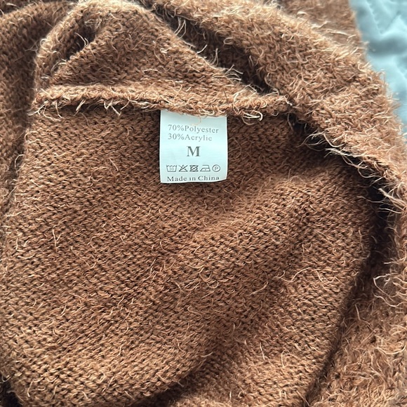 Burnt Orange Fuzzy Coat-Like Cardigan - Picture 6 of 6